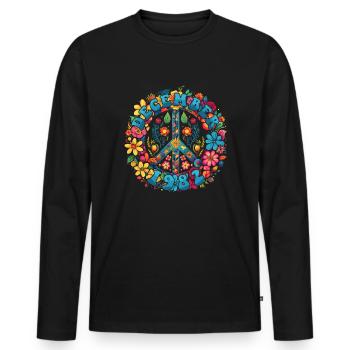 Flower Power Hippie Geburstag - Dezember 1982 - Männer Premium Bio Langarmshirt - Schwarz - Vorne - Nico (187cm)