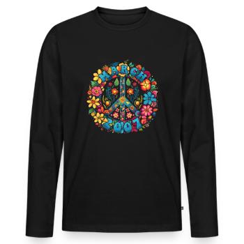 Flower Power Hippie Birthday - March 2007 - Men's Premium Organic Long Sleeve Shirt - black - Front - Nico (187cm)