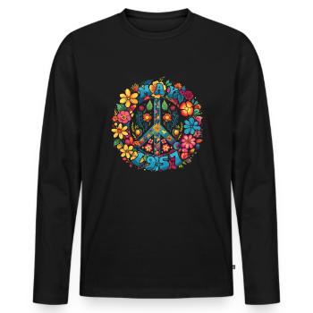 Flower Power Hippie Birthday - Mai 1957 - T-shirt manches longues Premium bio Homme - noir - Devant - Nico (187cm)