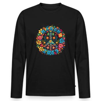 Flower Power Hippie Birthday - Mars 2019 - T-shirt manches longues Premium bio Homme - noir - Devant - Nico (187cm)