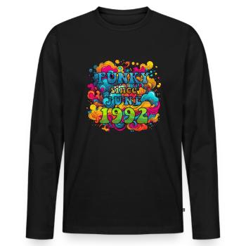 Funky Geburtstag: Juni 1992 - Psychadelic - Männer Premium Bio Langarmshirt - Schwarz - Vorne - Nico (187cm)