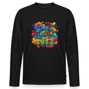 Funky Geburtstag: Oktober 2012 - Psychadelic - Männer Premium Bio Langarmshirt - Schwarz - Vorne - Nico (187cm)