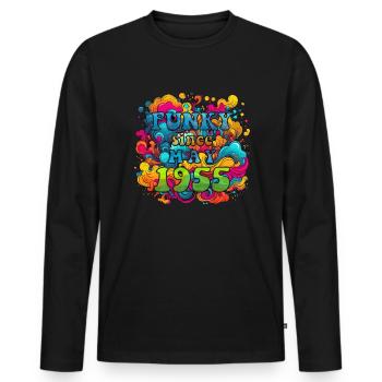 Funky Geburtstag: Mai 1955 - Psychadelic - Männer Premium Bio Langarmshirt - Schwarz - Vorne - Nico (187cm)