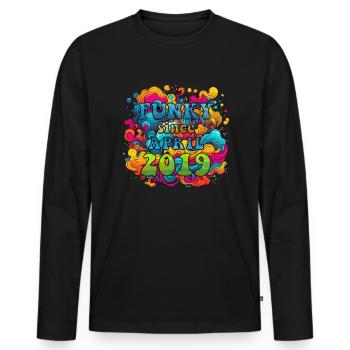 Funky Birthday: Avril 2019 - Psychadelic - T-shirt manches longues Premium bio Homme - noir - Devant - Nico (187cm)