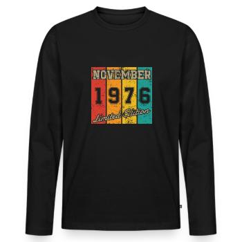 Date de naissance : Novembre 1976 - Édition limitée Retro - T-shirt manches longues Premium bio Homme - noir - Devant - Nico (187cm)