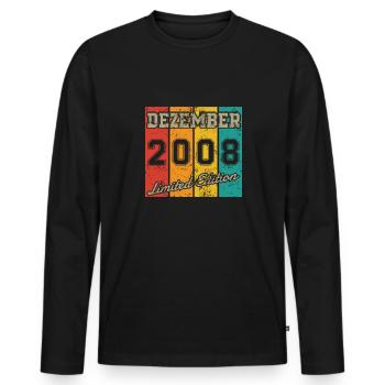 Geburtstag: Dezember 2008 - Limited Edition Retro - Männer Premium Bio Langarmshirt - Schwarz - Vorne - Nico (187cm)