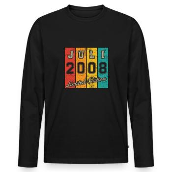 Geburtstag: Juli 2008 - Limited Edition Retro - Männer Premium Bio Langarmshirt - Schwarz - Vorne - Nico (187cm)