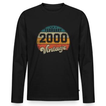 Vintage Geburtstag - Februar 2000 - Geschenkidee - Männer Premium Bio Langarmshirt - Schwarz - Vorne - Nico (187cm)