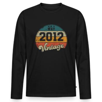 Vintage Geburtstag - Mai 2012 - Geschenkidee - Männer Premium Bio Langarmshirt - Schwarz - Vorne - Nico (187cm)
