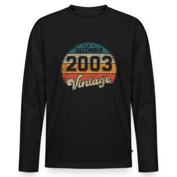 Vintage Geburtstag - Dezember 2003 - Geschenkidee - Männer Premium Bio Langarmshirt - Schwarz - Vorne - Nico (187cm)