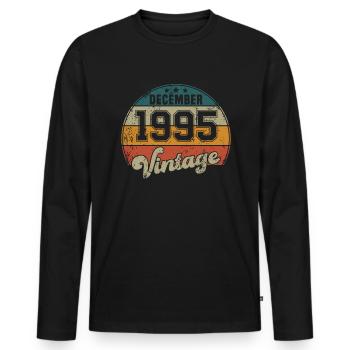 Vintage Geburtstag - Dezember 1995 - Geschenkidee - Männer Premium Bio Langarmshirt - Schwarz - Vorne - Nico (187cm)