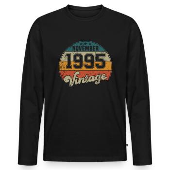 Vintage Geburtstag - November 1995 - Geschenkidee - Männer Premium Bio Langarmshirt - Schwarz - Vorne - Nico (187cm)