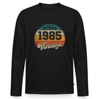 Vintage Geburtstag - Oktober 1985 - Geschenkidee - Männer Premium Bio Langarmshirt - Schwarz - Vorne - Nico (187cm)