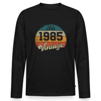 Vintage Geburtstag - Juni 1985 - Geschenkidee - Männer Premium Bio Langarmshirt - Schwarz - Vorne - Nico (187cm)