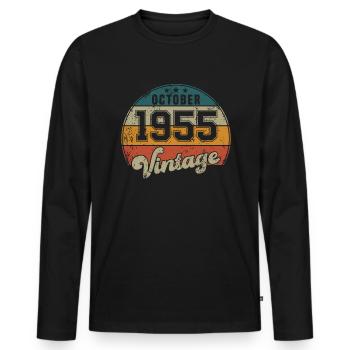 Vintage Geburtstag - Oktober 1955 - Geschenkidee - Männer Premium Bio Langarmshirt - Schwarz - Vorne - Nico (187cm)