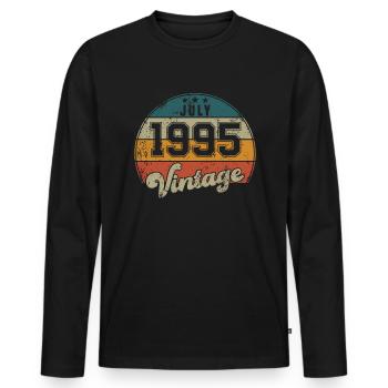 Vintage Geburtstag - Juli 1995 - Geschenkidee - Männer Premium Bio Langarmshirt - Schwarz - Vorne - Nico (187cm)