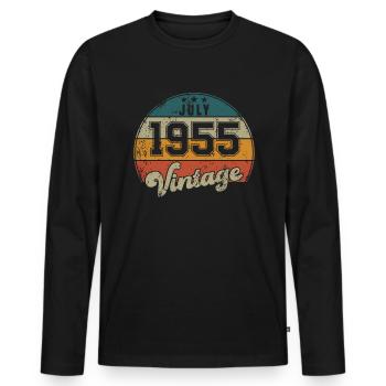 Vintage Geburtstag - Juli 1955 - Geschenkidee - Männer Premium Bio Langarmshirt - Schwarz - Vorne - Nico (187cm)