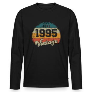 Vintage Geburtstag - Juni 1995 - Geschenkidee - Männer Premium Bio Langarmshirt - Schwarz - Vorne - Nico (187cm)