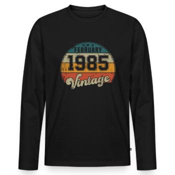 Vintage Geburtstag - Februar 1985 - Geschenkidee - Männer Premium Bio Langarmshirt - Schwarz - Vorne - Nico (187cm)