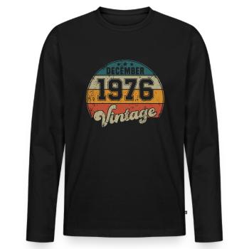 Vintage Geburtstag - Dezember 1976 - Geschenkidee - Männer Premium Bio Langarmshirt - Schwarz - Vorne - Nico (187cm)