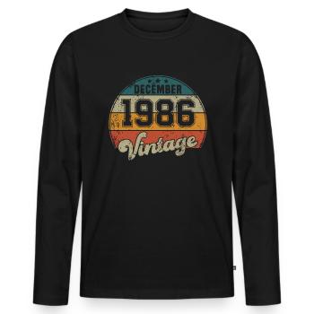 Vintage Geburtstag - Dezember 1986 - Geschenkidee - Männer Premium Bio Langarmshirt - Schwarz - Vorne - Nico (187cm)