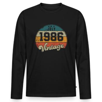 Vintage Geburtstag - Juli 1986 - Geschenkidee - Männer Premium Bio Langarmshirt - Schwarz - Vorne - Nico (187cm)