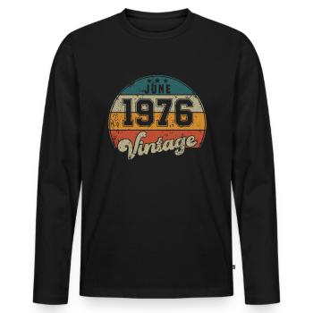 Vintage Geburtstag - Juni 1976 - Geschenkidee - Männer Premium Bio Langarmshirt - Schwarz - Vorne - Nico (187cm)