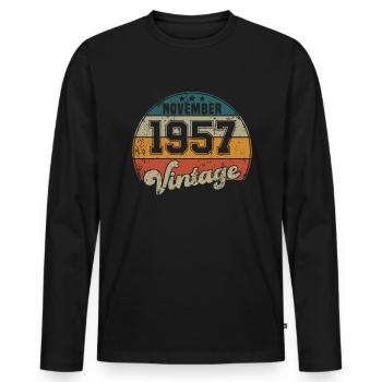 Vintage Geburtstag - November 1957 - Geschenkidee - Männer Premium Bio Langarmshirt - Schwarz - Vorne - Nico (187cm)