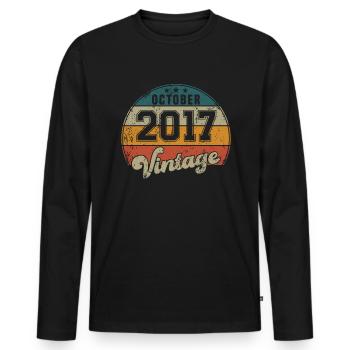 Vintage Geburtstag - Oktober 2017 - Geschenkidee - Männer Premium Bio Langarmshirt - Schwarz - Vorne - Nico (187cm)