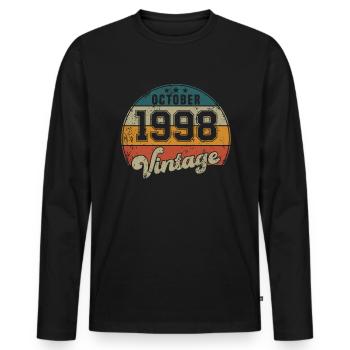Vintage Geburtstag - Oktober 1998 - Geschenkidee - Männer Premium Bio Langarmshirt - Schwarz - Vorne - Nico (187cm)