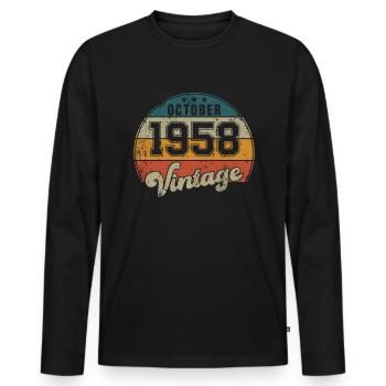 Vintage Geburtstag - Oktober 1958 - Geschenkidee - Männer Premium Bio Langarmshirt - Schwarz - Vorne - Nico (187cm)