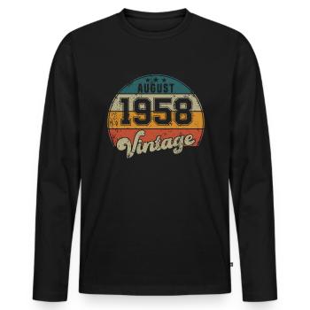 Vintage Geburtstag - August 1958 - Geschenkidee - Männer Premium Bio Langarmshirt - Schwarz - Vorne - Nico (187cm)
