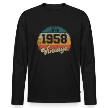 Vintage Geburtstag - Juni 1958 - Geschenkidee - Männer Premium Bio Langarmshirt - Schwarz - Vorne - Nico (187cm)