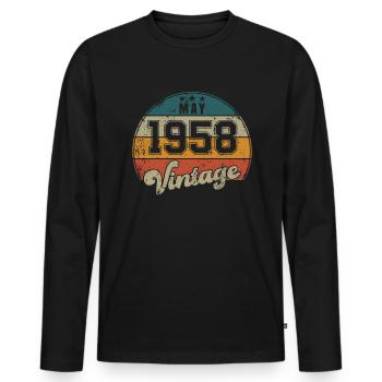 Vintage Geburtstag - Mai 1958 - Geschenkidee - Männer Premium Bio Langarmshirt - Schwarz - Vorne - Nico (187cm)