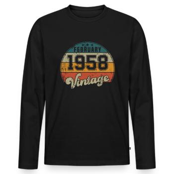 Vintage Geburtstag - Februar 1958 - Geschenkidee - Männer Premium Bio Langarmshirt - Schwarz - Vorne - Nico (187cm)