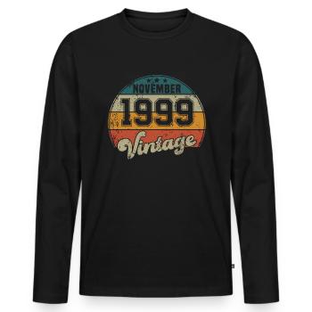 Vintage Geburtstag - November 1999 - Geschenkidee - Männer Premium Bio Langarmshirt - Schwarz - Vorne - Nico (187cm)