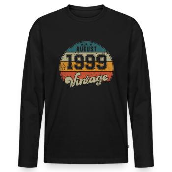 Vintage Geburtstag - August 1999 - Geschenkidee - Männer Premium Bio Langarmshirt - Schwarz - Vorne - Nico (187cm)