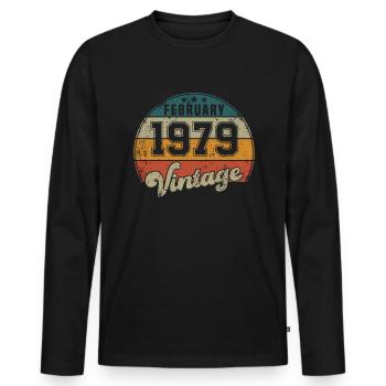 Vintage Geburtstag - Februar 1979 - Geschenkidee - Männer Premium Bio Langarmshirt - Schwarz - Vorne - Nico (187cm)