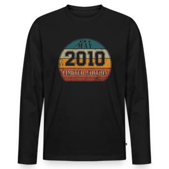 Anniversaire - Édition Limitée Mai 2010 - T-shirt manches longues Premium bio Homme - noir - Devant - Nico (187cm)
