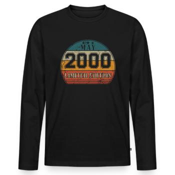 Anniversaire - Édition limitée mai 2000 - T-shirt manches longues Premium bio Homme - noir - Devant - Nico (187cm)