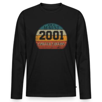 Anniversaire - Edition Limitée Août 2001 - T-shirt manches longues Premium bio Homme - noir - Devant - Nico (187cm)