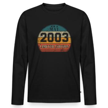 Anniversaire - Edition Limitée Mai 2003 - T-shirt manches longues Premium bio Homme - noir - Devant - Nico (187cm)