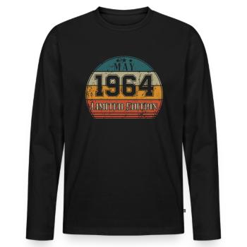 Anniversaire - Edition Limitée Mai 1964 - T-shirt manches longues Premium bio Homme - noir - Devant - Nico (187cm)
