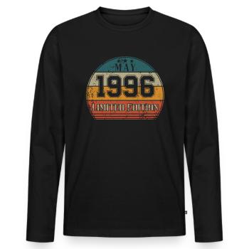 Anniversaire - Edition Limitée Mai 1996 - T-shirt manches longues Premium bio Homme - noir - Devant - Nico (187cm)