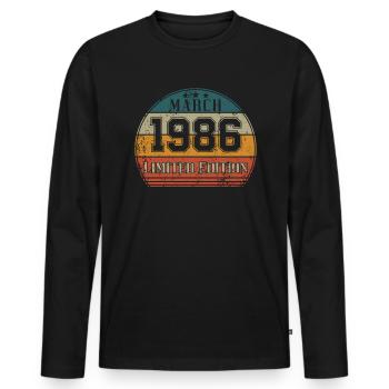 Geburtstag - Limited Edition März 1986 - Männer Premium Bio Langarmshirt - Schwarz - Vorne - Nico (187cm)