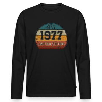 Anniversaire - Édition limitée mai 1977 - T-shirt manches longues Premium bio Homme - noir - Devant - Nico (187cm)