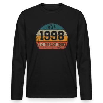 Anniversaire - Edition Limitée Mai 1998 - T-shirt manches longues Premium bio Homme - noir - Devant - Nico (187cm)