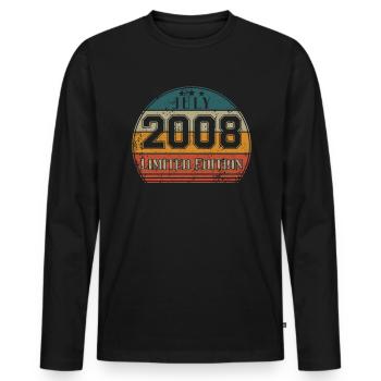 Anniversaire - Edition Limitée Juillet 2008 - T-shirt manches longues Premium bio Homme - noir - Devant - Nico (187cm)