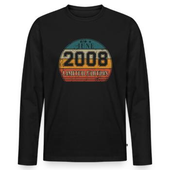 Anniversaire - Edition Limitée Juin 2008 - T-shirt manches longues Premium bio Homme - noir - Devant - Nico (187cm)