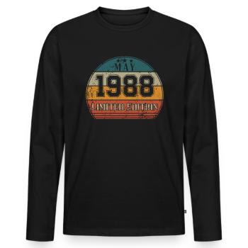 Anniversaire - Édition limitée mai 1988 - T-shirt manches longues Premium bio Homme - noir - Devant - Nico (187cm)